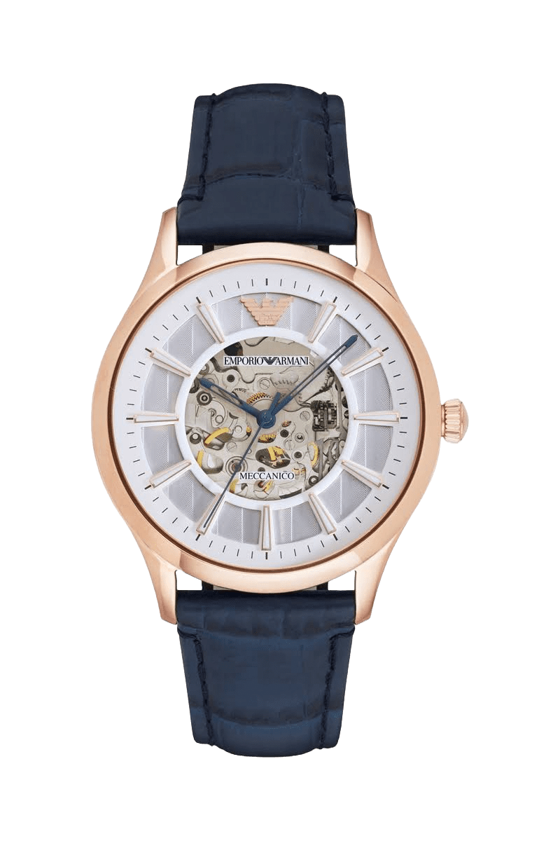 Men's Automatic Black Leather Watch