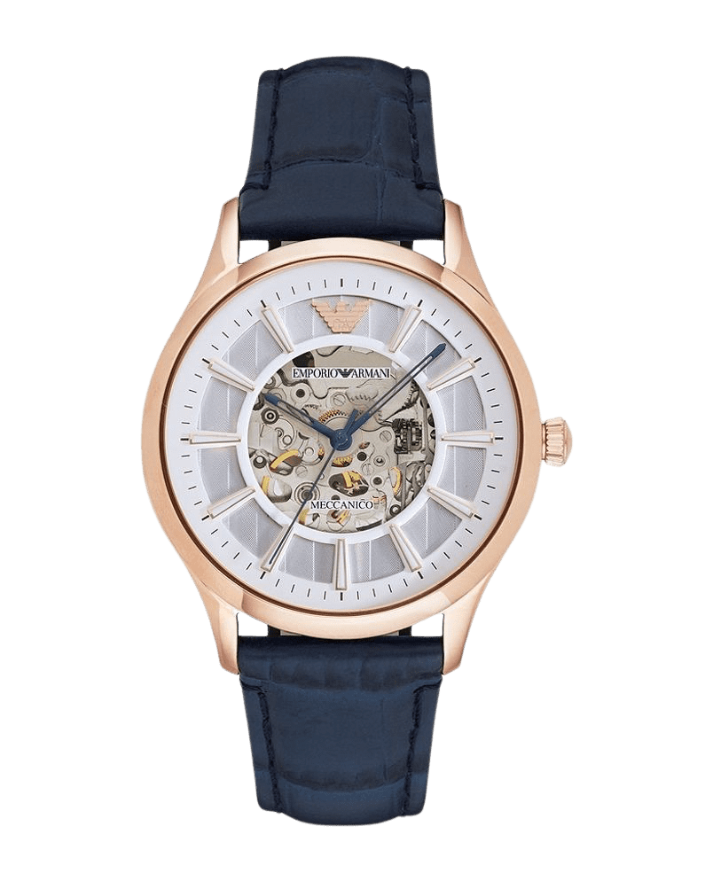Men's Automatic Black Leather Watch
