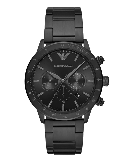 Men's Chronograph Black Stainless Steel Watch